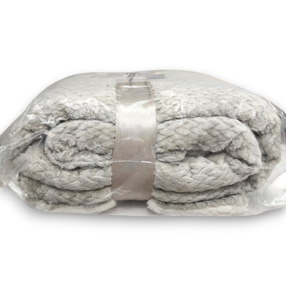 ULTA Beauty Sherpa Plush Throw Blanket Gray & White 50x60 NWT - Picture 4 of 8